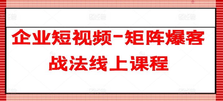 企业短视频-矩阵爆客战法线上课程-51资源库