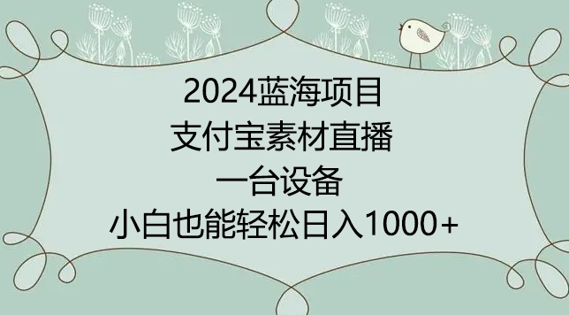 2024年蓝海项目，支付宝素材直播，无需出境，小白也能日入1000+ ，实操教程【揭秘】-51资源库