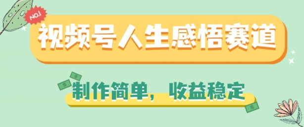 视频号人生感悟赛道，制作简单，收益稳定【揭秘】-51资源库