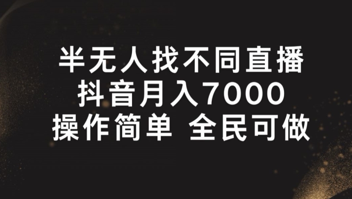 半无人找不同直播，月入7000+，操作简单 全民可做【揭秘】-51资源库