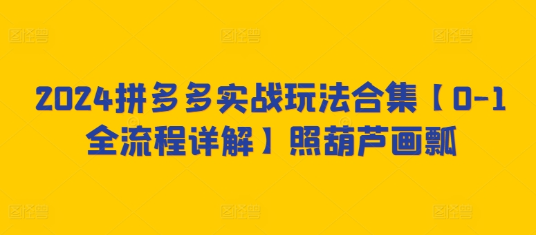 2024拼多多实战玩法合集【0-1全流程详解】照葫芦画瓢-51资源库