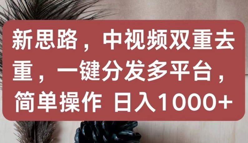 新思路，中视频双重去重，一键分发多平台，简单操作，日入1000+【揭秘】-51资源库