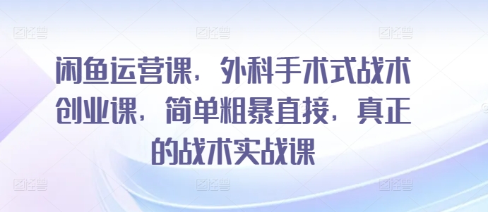 闲鱼运营课，外科手术式战术创业课，简单粗暴直接，真正的战术实战课-51资源库