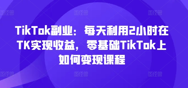 TikTok副业：每天利用2小时在TK实现收益，零基础TikTok上如何变现课程-51资源库