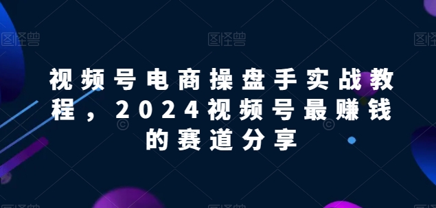 视频号电商实战教程，2024视频号最赚钱的赛道分享-51资源库
