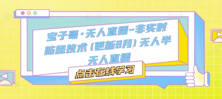宝子哥·无人直播-非实时防风技术(更新8月)无人半无人直播-51资源库