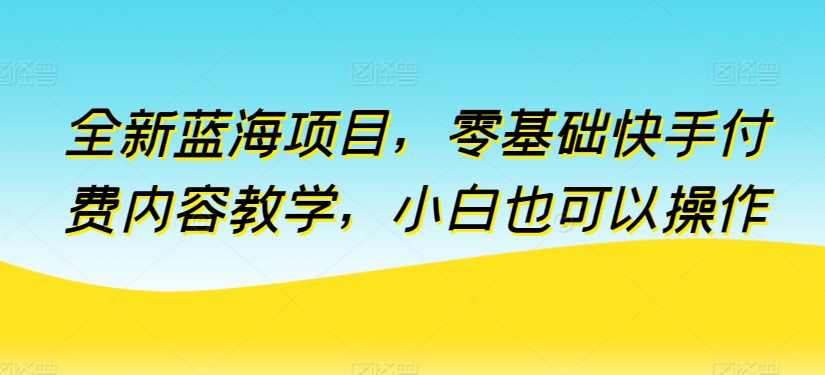 全新蓝海项目，零基础快手付费内容教学，小白也可以操作【揭秘】-51资源库