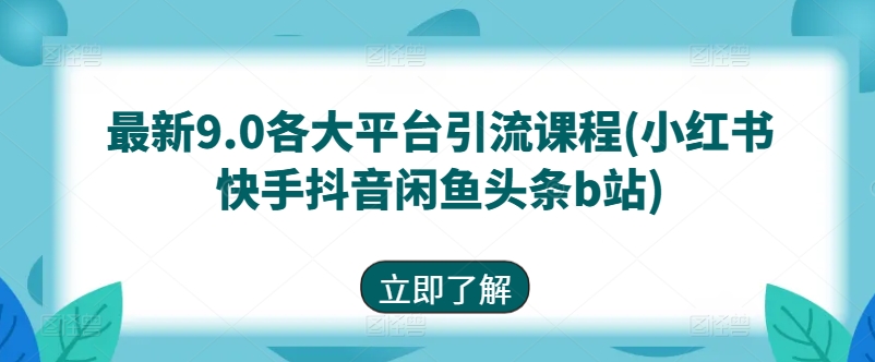 最新9.0各大平台引流课程(小红书快手抖音闲鱼头条b站)-51资源库