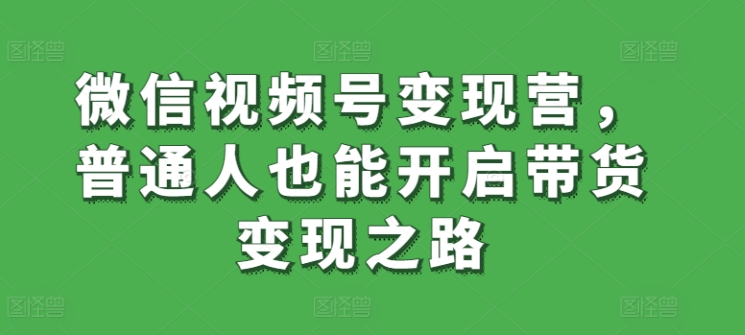 微信视频号变现营，普通人也能开启带货变现之路-51资源库