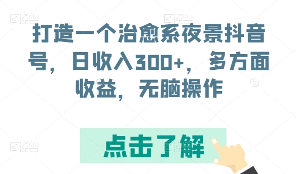打造一个治愈系夜景抖音号，日收入300+，多方面收益，无脑操作【揭秘】-51资源库