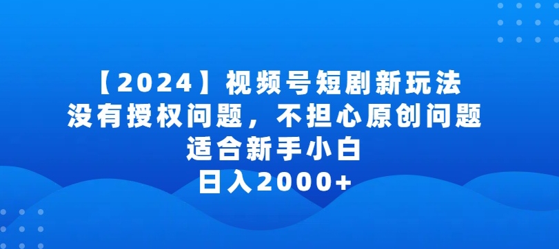 2024视频号短剧玩法，没有授权问题，不担心原创问题，适合新手小白，日入2000+【揭秘】-51资源库