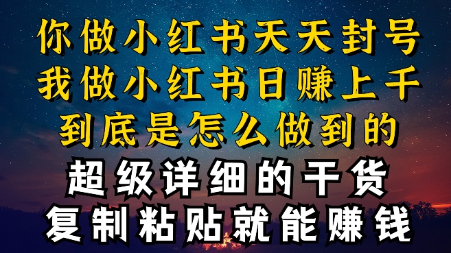 都知道小红书能引流私域变现，可为什么我能一天引流几十人变现上千，但你却频频封号违规被限流【揭秘】-51资源库