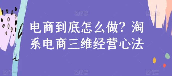 电商到底怎么做？淘系电商三维经营心法-51资源库
