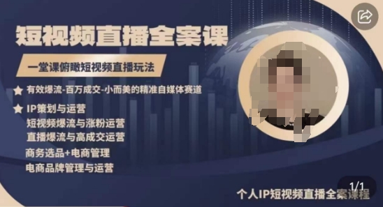 高品质IP短视频直播全案课程，一堂课俯瞰短视频直播玩法-51资源库