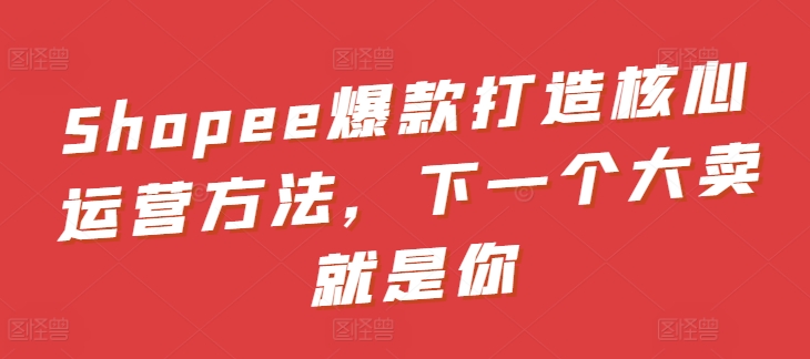 Shopee爆款打造核心运营方法，下一个大卖就是你-51资源库