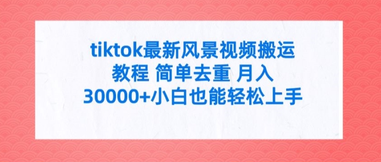 tiktok最新风景视频搬运教程 简单去重 月入3W+小白也能轻松上手【揭秘】-51资源库