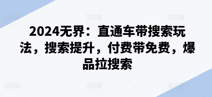 2024无界：直通车带搜索玩法，搜索提升，付费带免费，爆品拉搜索-51资源库