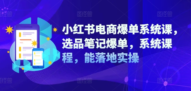 小红书电商爆单系统课，选品笔记爆单，系统课程，能落地实操-51资源库