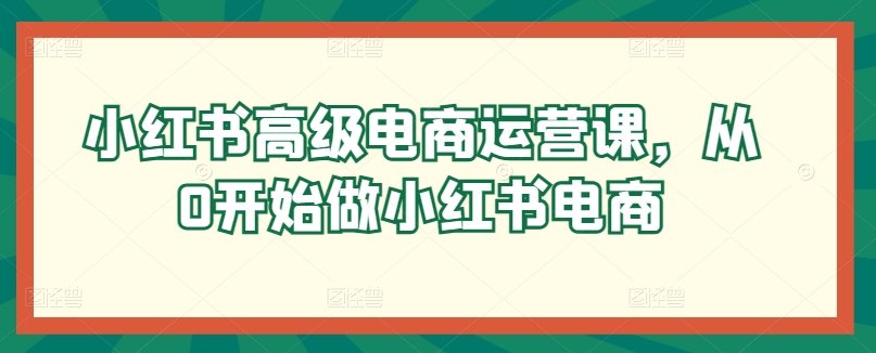 小红书高级电商运营课，从0开始做小红书电商-51资源库