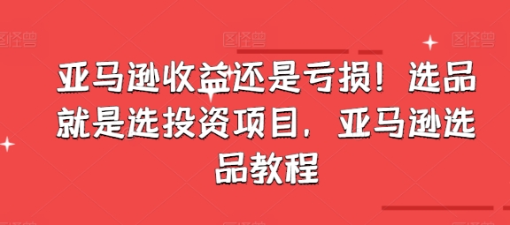 亚马逊收益还是亏损！选品就是选投资项目，亚马逊选品教程-51资源库