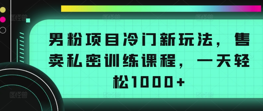 男粉项目冷门新玩法，售卖私密训练课程，一天轻松1000+【揭秘】-51资源库