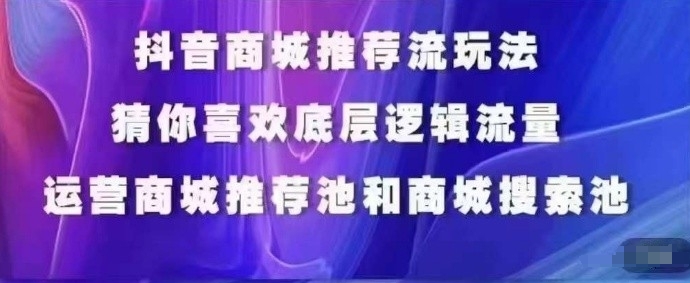 抖音商城运营课程，猜你喜欢入池商城搜索商城推荐人群标签覆盖-51资源库