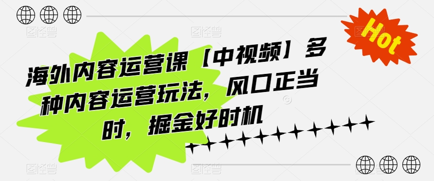 海外内容运营课【中视频】多种内容运营玩法，风口正当时，掘金好时机-51资源库
