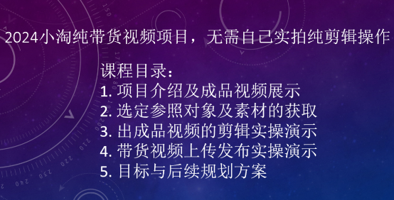 2024小淘纯带货视频项目，无需自己实拍纯剪辑操作-51资源库