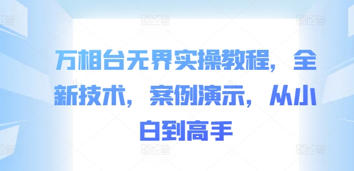 万相台无界实操教程，全新技术，案例演示，从小白到高手-51资源库