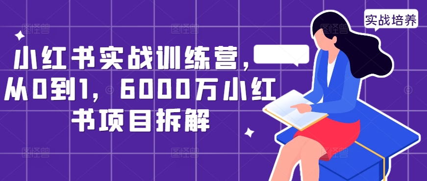 小红书实战训练营，从0到1，6000万小红书项目拆解-51资源库