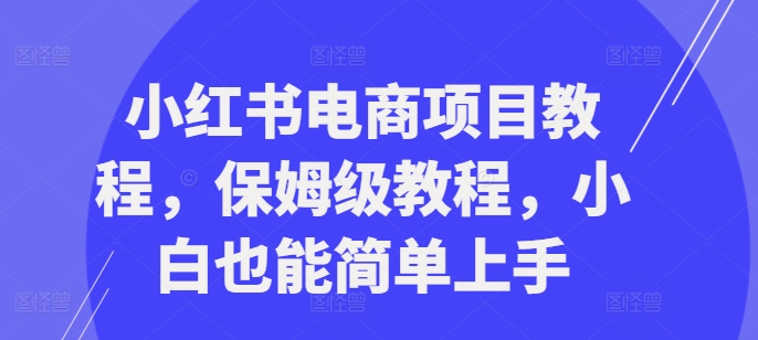 小红书电商项目教程，保姆级教程，小白也能简单上手-51资源库