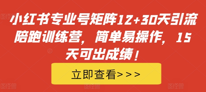 小红书专业号矩阵12+30天引流陪跑训练营，简单易操作，15天可出成绩!-51资源库