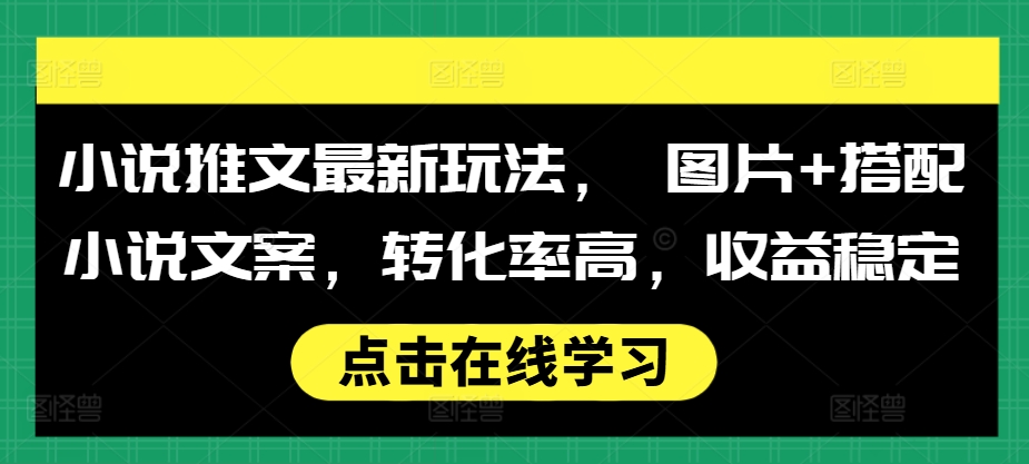 小说推文最新玩法， 图片+搭配小说文案，转化率高，收益稳定-51资源库