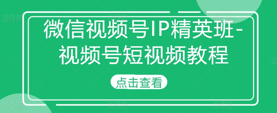 微信视频号IP精英班-视频号短视频教程-51资源库