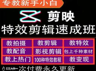 剪映特效教程和运营变现教程，特效剪辑速成班，专教新手小白-51资源库