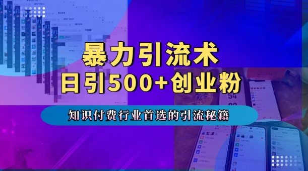 暴力引流术，专业知识付费行业首选的引流秘籍，一天暴流500+创业粉，五个手机流量接不完!-51资源库
