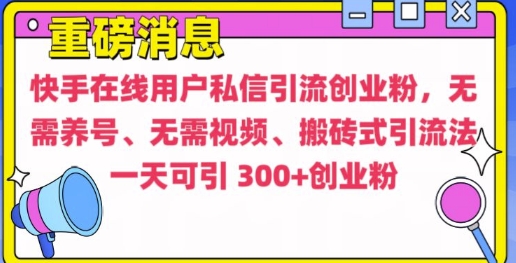 快手最新引流创业粉方法，无需养号、无需视频、搬砖式引流法【揭秘】-51资源库