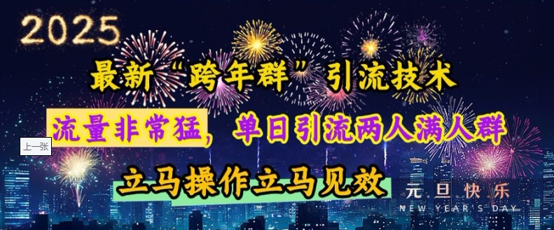 最新“跨年群”引流，流量非常猛，单日引流两人满人群，立马操作立马见效【揭秘】-51资源库