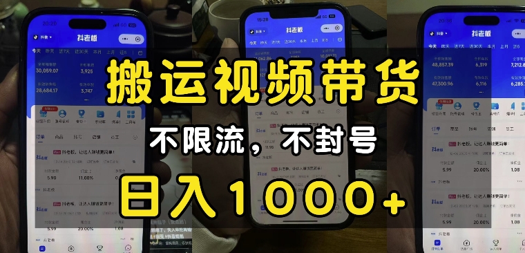 “小白必看”搬运视频带货玩法，不限流，不封号，纯自然流，日入1k-51资源库