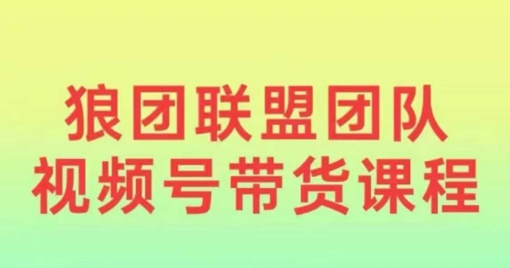 狼团联盟2024视频号带货，0基础小白快速入局视频号-51资源库
