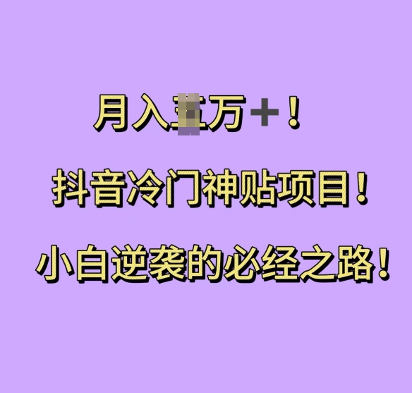 抖音冷门神贴项目，小白逆袭的必经之路，月入过W【揭秘】-51资源库