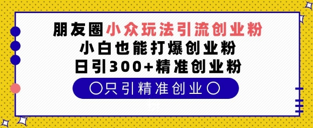 朋友圈小众玩法引流创业粉，小白也能打爆创业粉，日引300+精准创业粉【揭秘】-51资源库