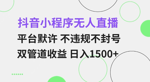 抖音小程序无人直播 平台默许 不违规不封号 双管道收益 日入多张 小白也能轻松操作【仅揭秘】-51资源库