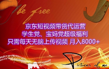 京东短视频带货代运营，学生党、宝妈党超级福利，只需每天无脑上传视频，月入8000+【仅揭秘】-51资源库