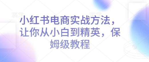 小红书电商实战方法，让你从小白到精英，保姆级教程-51资源库