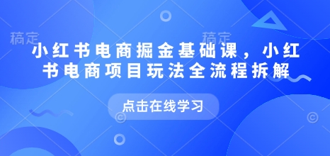 小红书电商掘金课，小红书电商项目玩法全流程拆解-51资源库