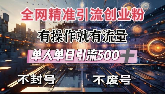 全网独家引流创业粉，有操作就有流量，单人单日引流500+，不封号、不费号-51资源库