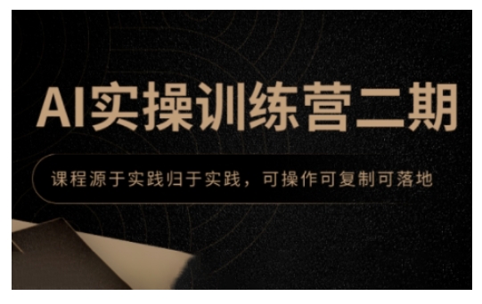 AI实操训练营二期，课程源于实践归于实践，可操作可复制可落地-51资源库