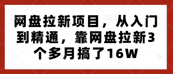 网盘拉新项目，从入门到精通，靠网盘拉新3个多月搞了16W-51资源库