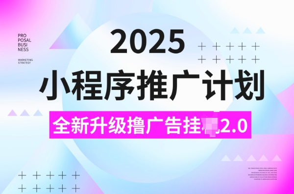 2025小程序推广计划，撸广告挂JI3.0玩法，日均5张【揭秘】-51资源库